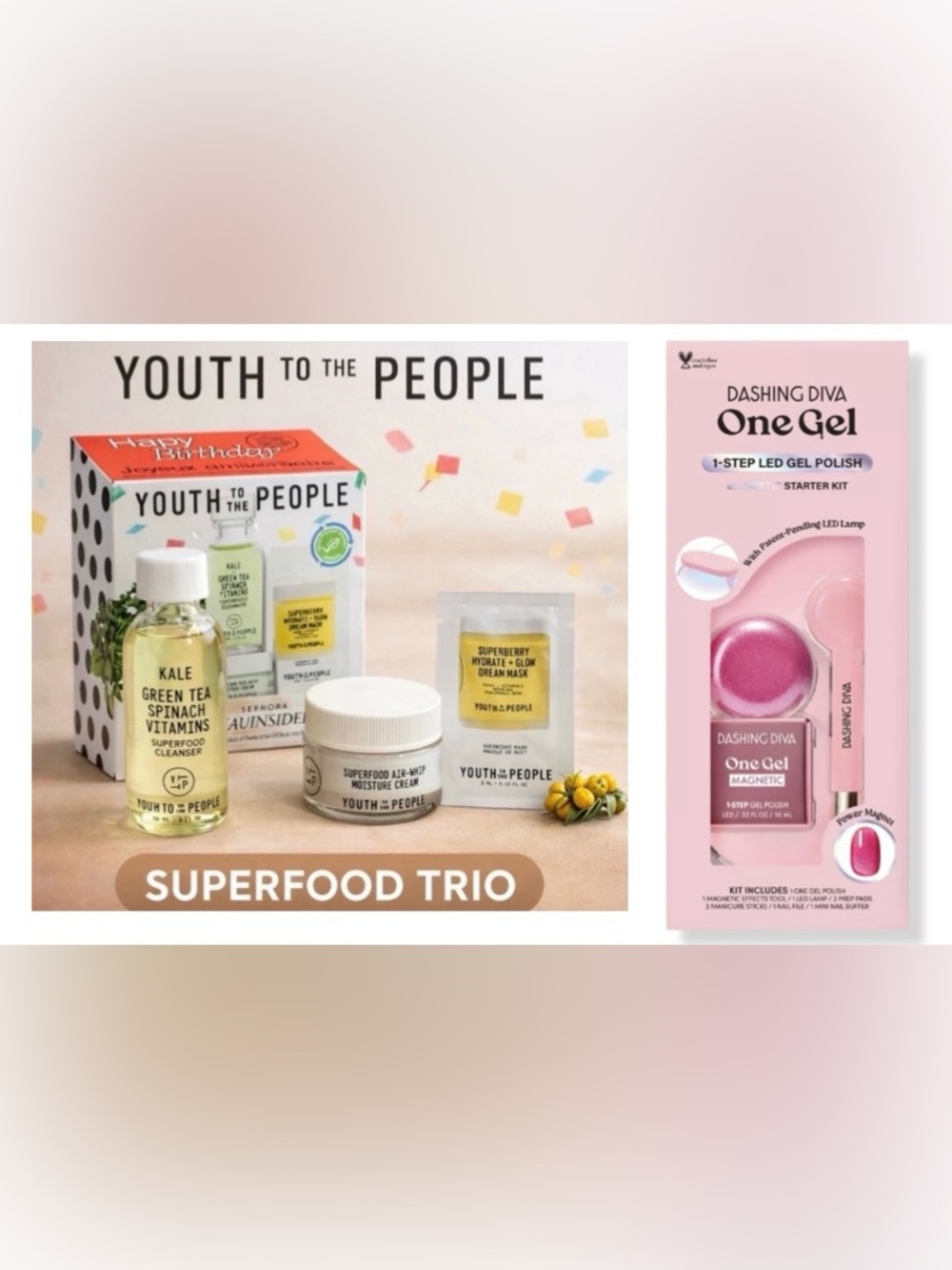 You Pick 1- Dashing Diva Gel Starter Kit or Youth to the People skincare Set